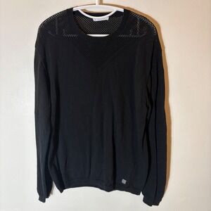 Versace Collection Mens Black Mesh Detail Crew Neck Sweater Size XXL‎